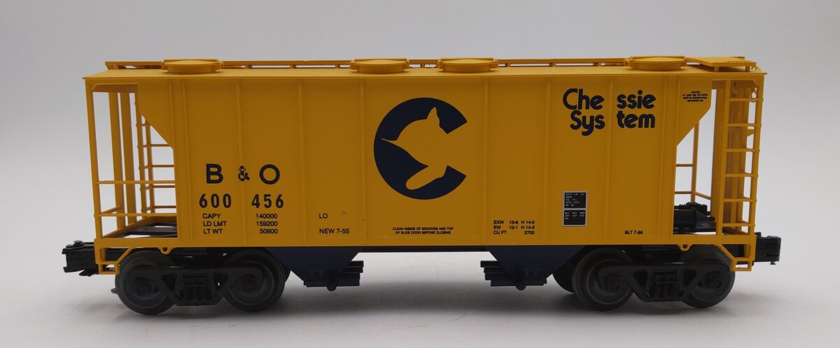 MTH 20-97102 O Gauge Baltimore & Ohio Chessie PS2 Covered Hopper #600456 EX