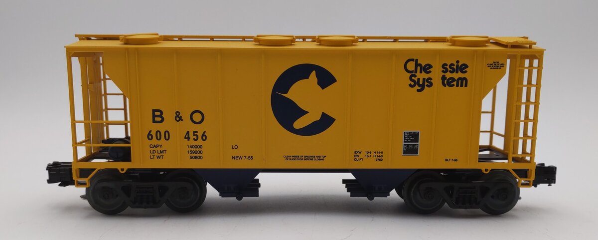 MTH 20-97102 O Gauge Baltimore & Ohio Chessie PS2 Covered Hopper #600456 EX