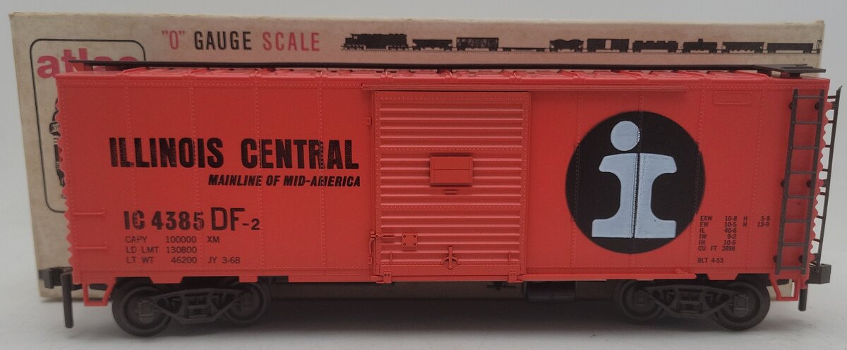 Atlas 6202 O Scale Illinois Central Boxcar #4385 (2 Rail) EX/Box