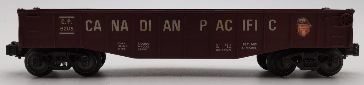 Lionel 6-6205 O Gauge Canadian Pacific Long Gondola with Canisters EX/Box