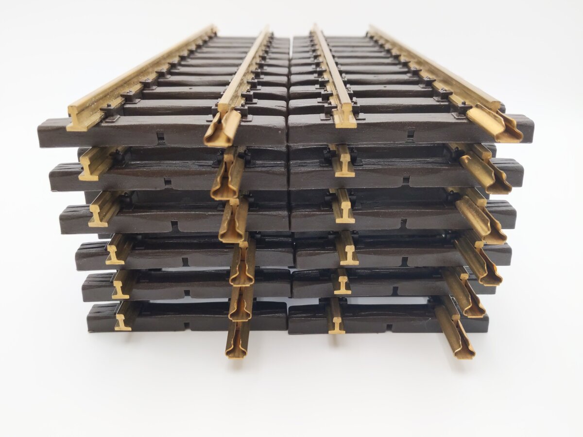 LGB 10000 G Scale 12 Inch Brass Rail Straight Track Sections (Box of 12) EX/Box