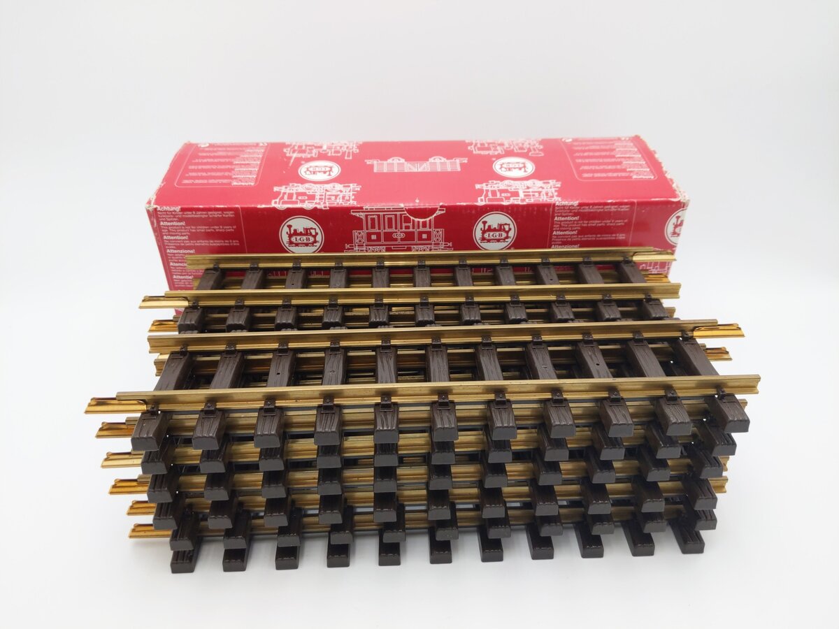 LGB 10000 G Scale 12 Inch Brass Rail Straight Track Sections (Box of 12) EX/Box