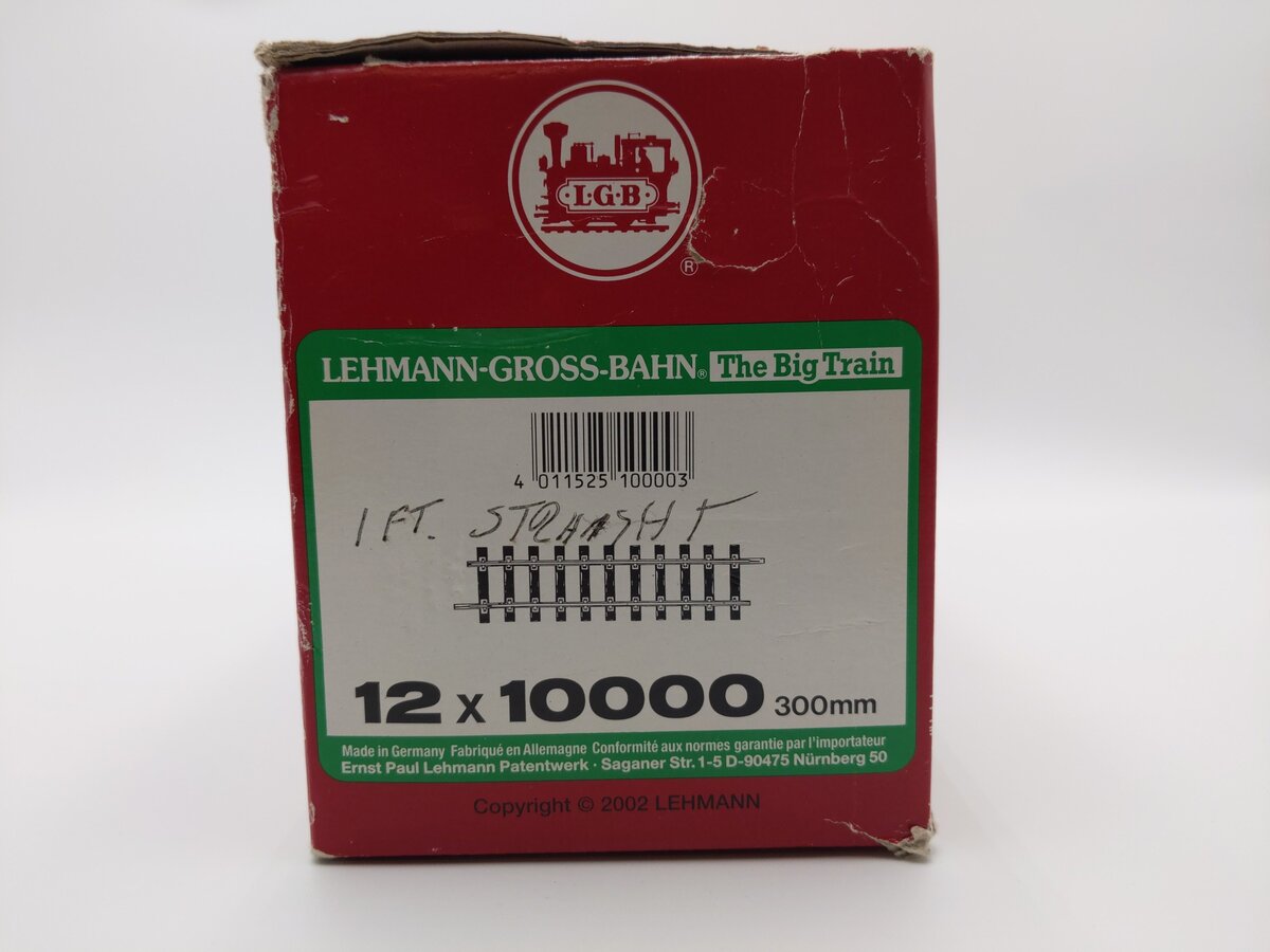 LGB 10000 G Scale 12 Inch Brass Rail Straight Track Sections (Box of 12) EX/Box