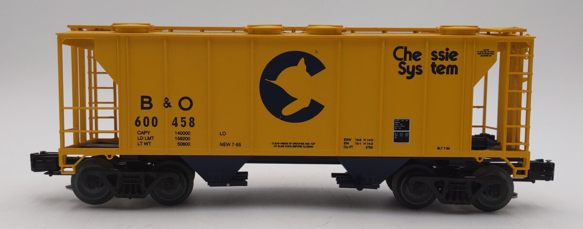 MTH 20-97102 O Gauge Baltimore & Ohio Chessie PS2 Covered Hopper #600458 EX
