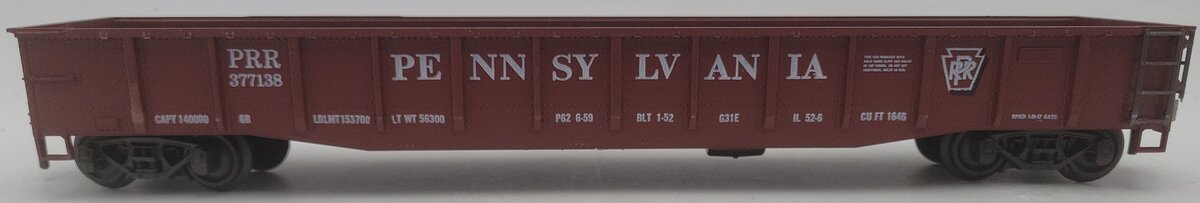 Atlas 6213 O Scale Pennsylvania 50' Gondola #377138 (2-Rail) EX/Box