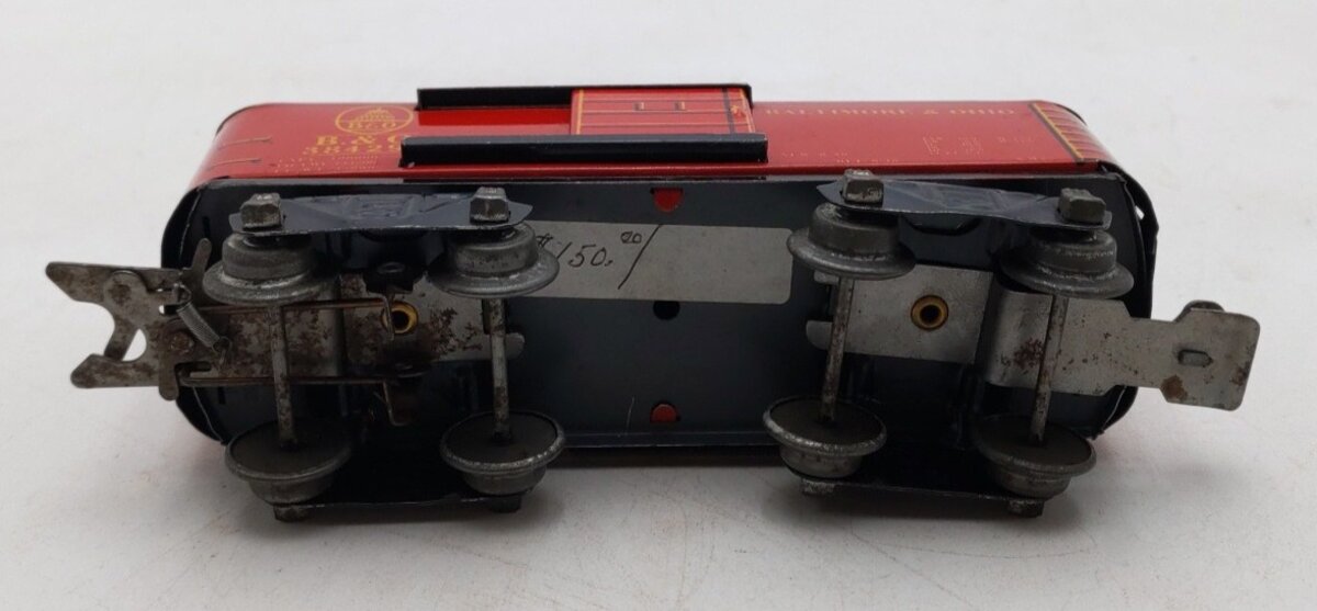 Marx O Gauge Prewar Baltimore & Ohio Red Tinplate Boxcar #384299 VG