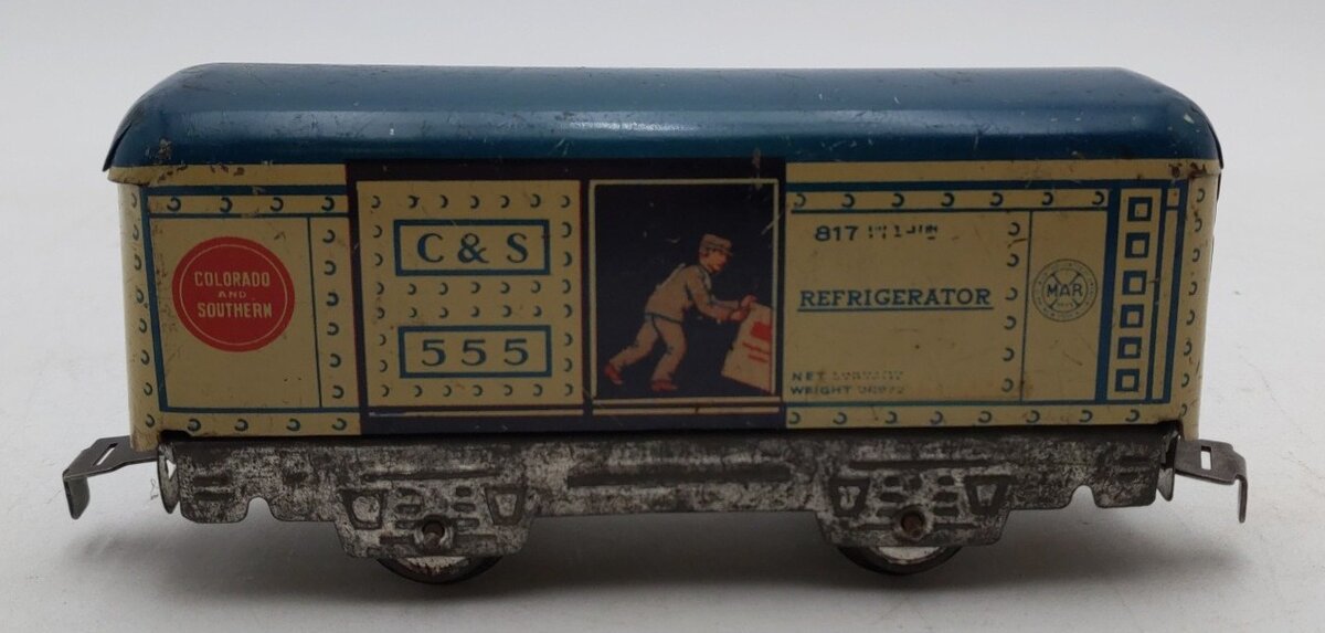Marx 555 Vintage O C&S Tinplate Reefer w/ Man In Door VG