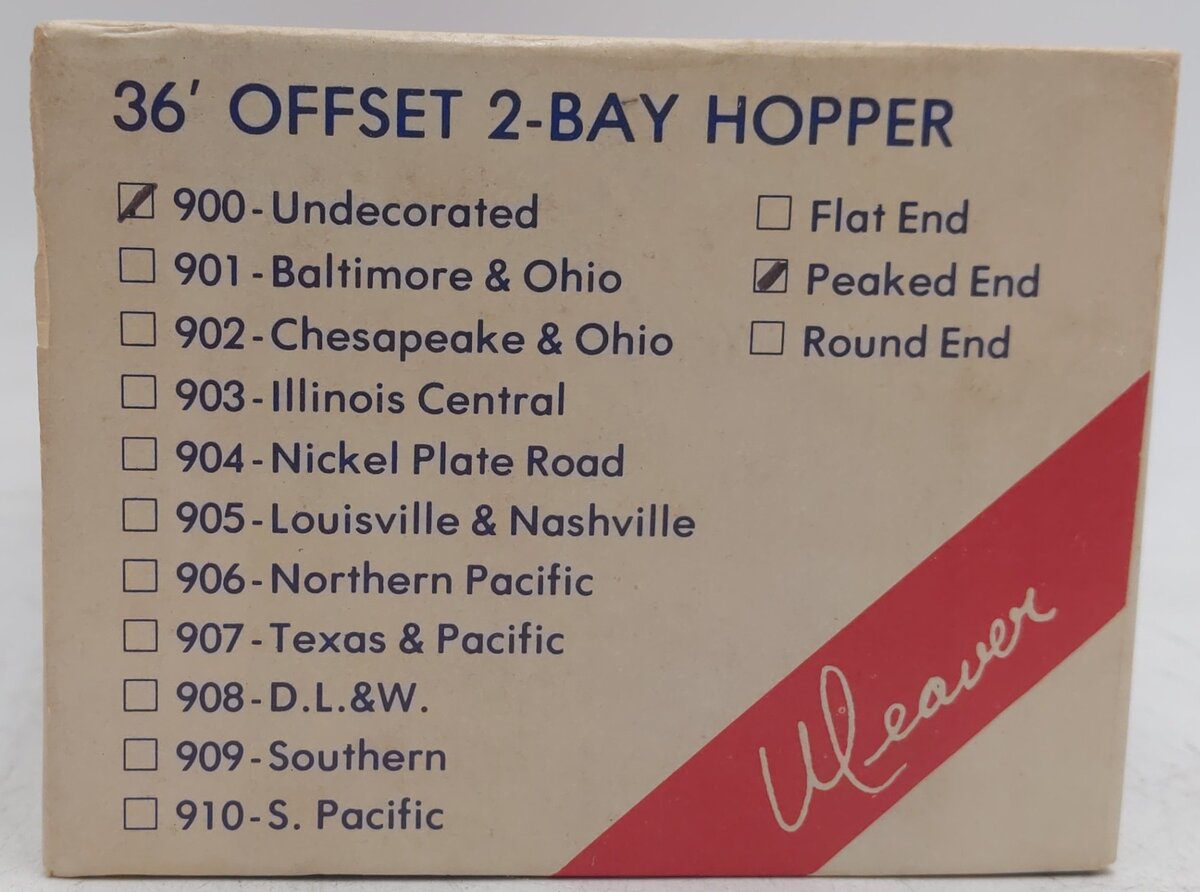 Weaver 900 O Gauge Undecorated Hopper Car (2-Rail) EX/Box