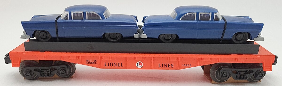 Lionel 6-16933 O Gauge Lionel Lines Flatcar with 2 Blue Automobiles LN/Box