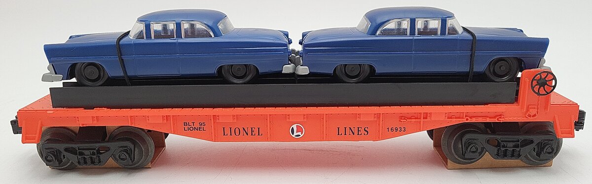 Lionel 6-16933 O Gauge Lionel Lines Flatcar with 2 Blue Automobiles LN/Box