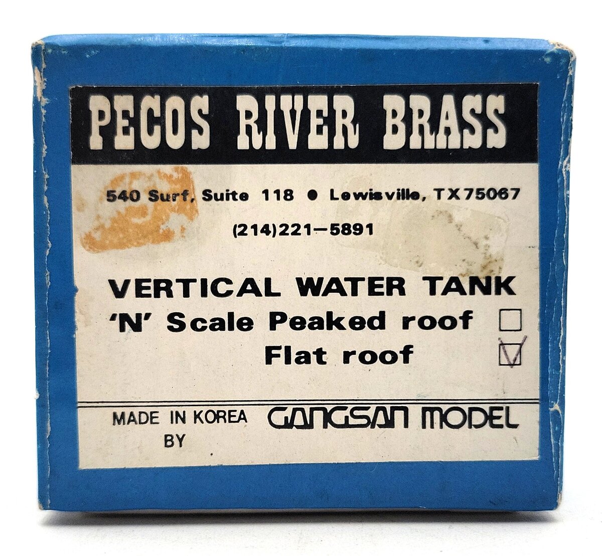 Pecos River Brass  N Scale BRASS Vertical Water Tank w/ Peacked Roof VG/Box