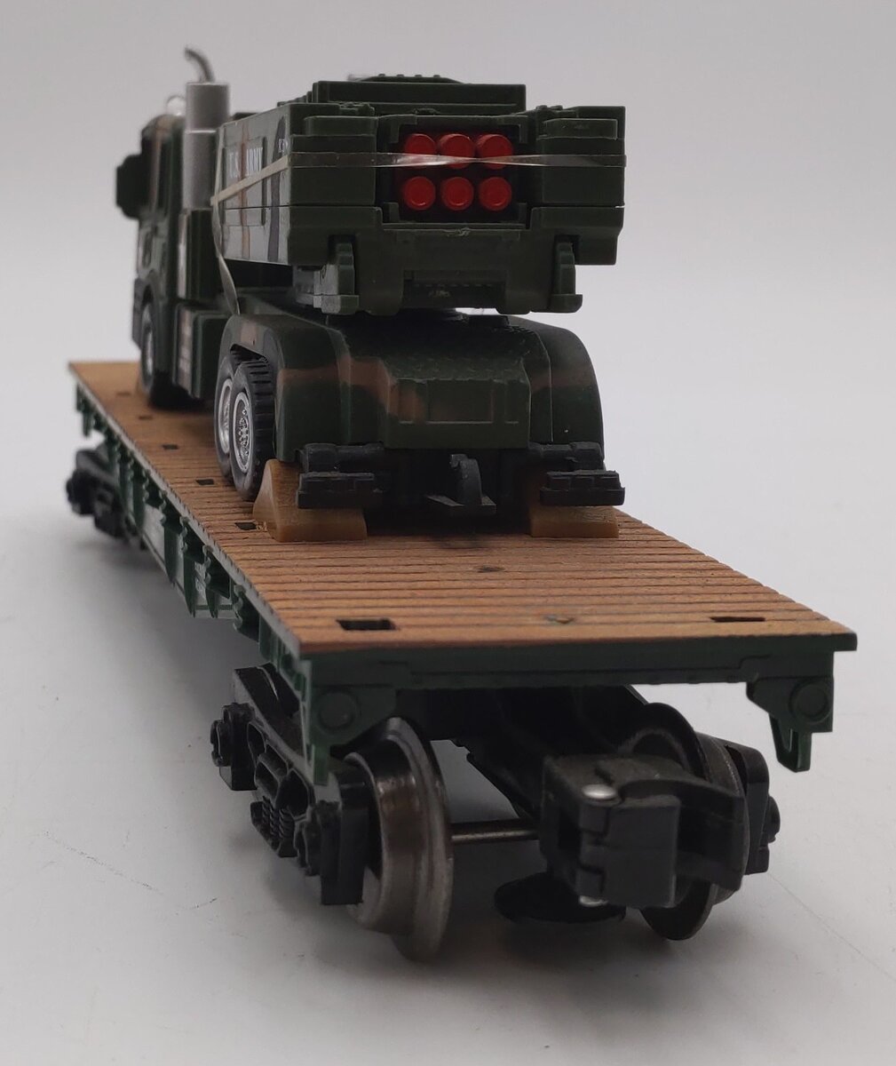 Menards 279-3964 O Gauge US Army Flatcar w/ Army Truck & HIMARS #7967 VG