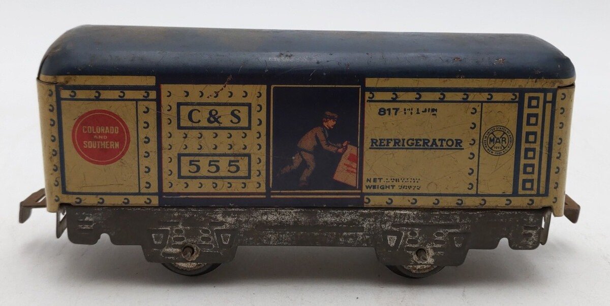 Marx 555 Vintage O C&S Tinplate Reefer w/ Man In Door VG