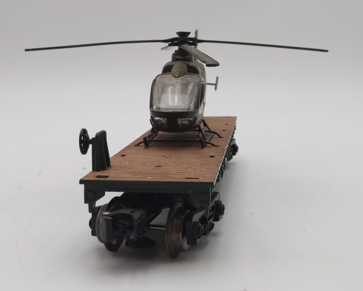 Menards 279-4484 O Gauge US Army Flat Car w/ Helicopter #1064 EX