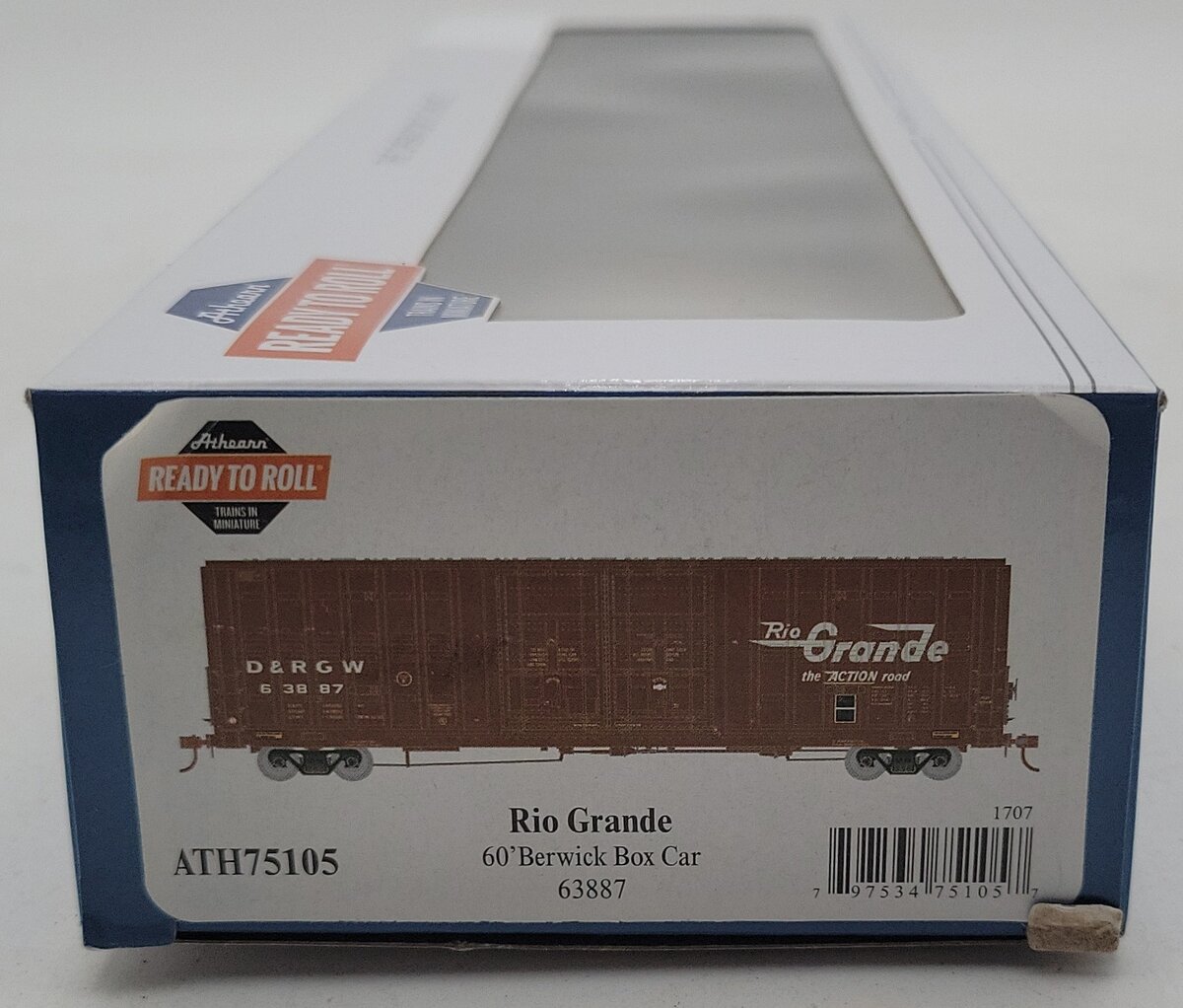 Athearn 75105 HO Denver & Rio Grande Western 60' Berwick Hi-Cube Boxcar #63887 NIB
