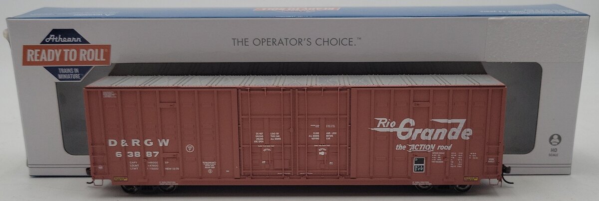 Athearn 75105 HO Denver & Rio Grande Western 60' Berwick Hi-Cube Boxcar #63887 NIB