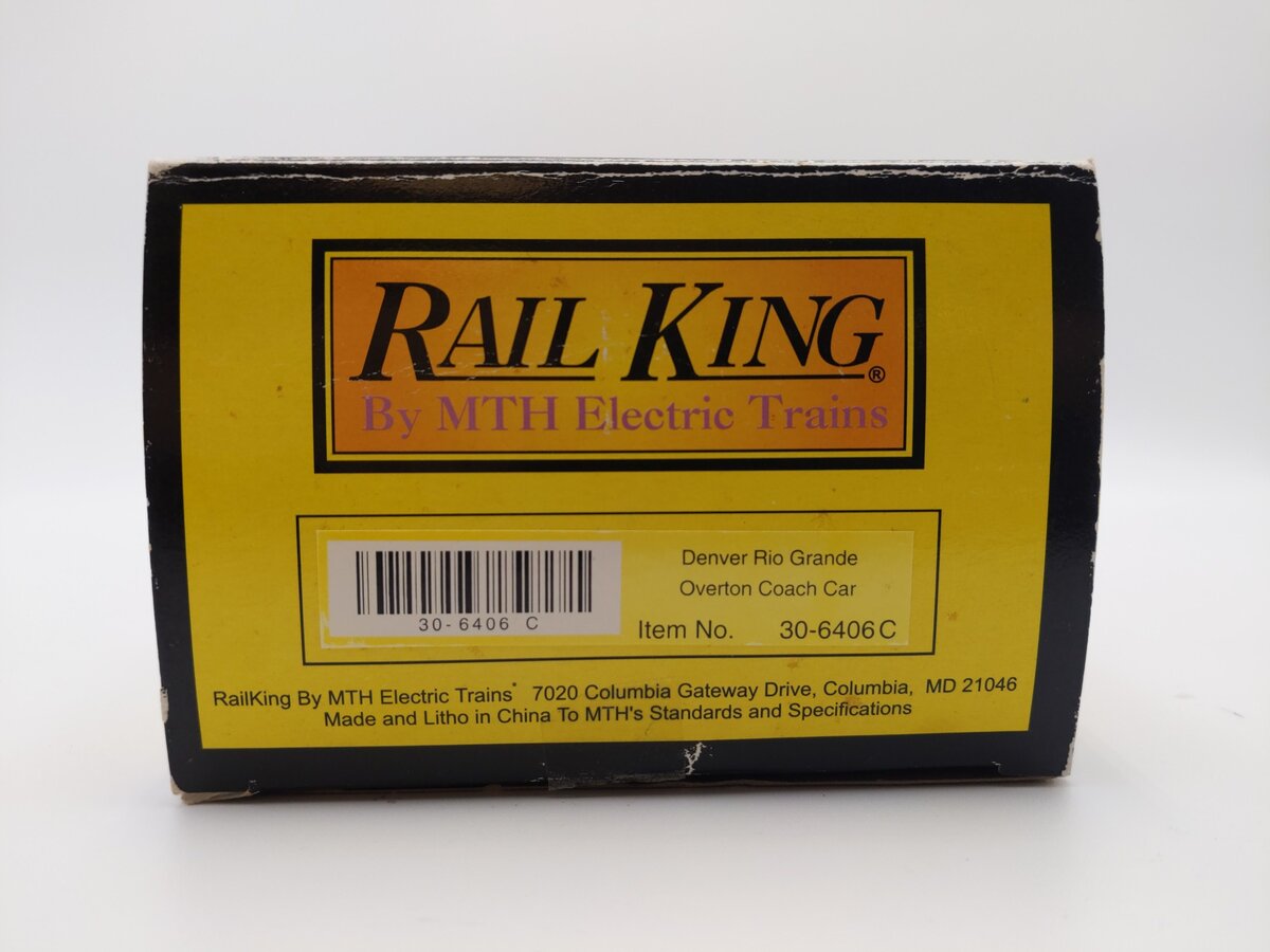 MTH 30-6406C O Gauge Denver & Rio Grande Overton Coach Car #410 EX/Box