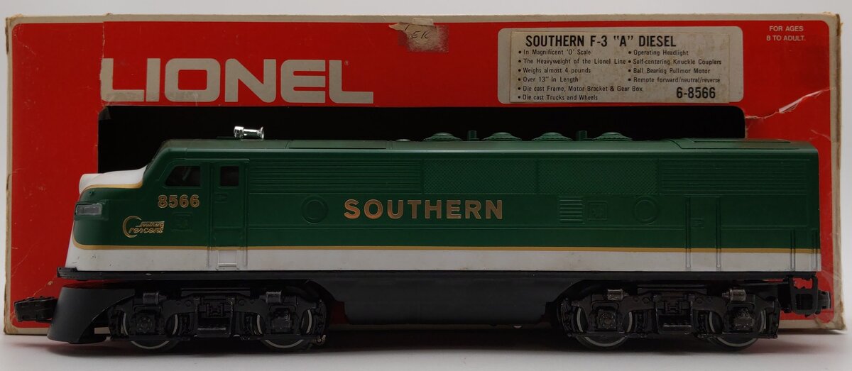 Lionel 6-8566 O Gauge Southern F-3 A Diesel Locomotive #8566 EX/Box