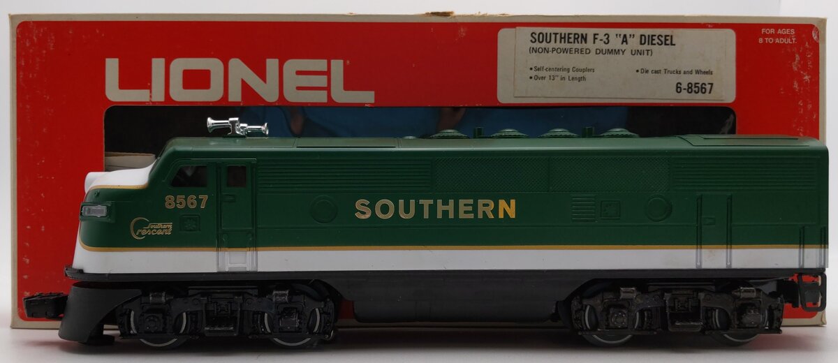 Lionel 6-8567 O Gauge Southern F3 A Non-Powered Diesel Locomotive EX/Box