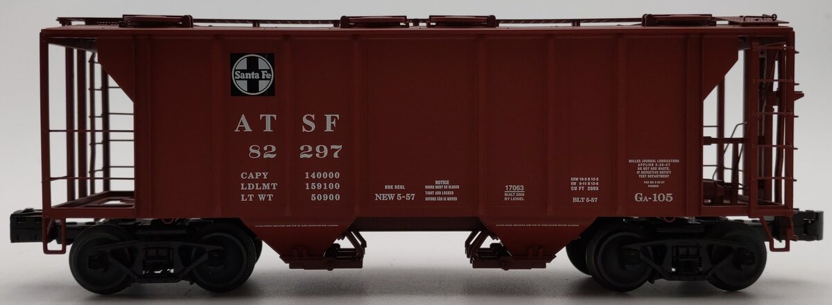 Lionel 6-17063 Santa Fe PS-2 2-Bay Covered Hopper #82297 LN/Box