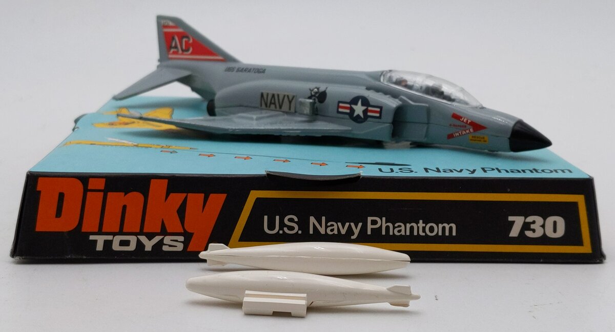 Dinky Toys 730 U.S. Navy Phantom II USS Saratoga F-4K Diecast Fighter Jet EX/Box
