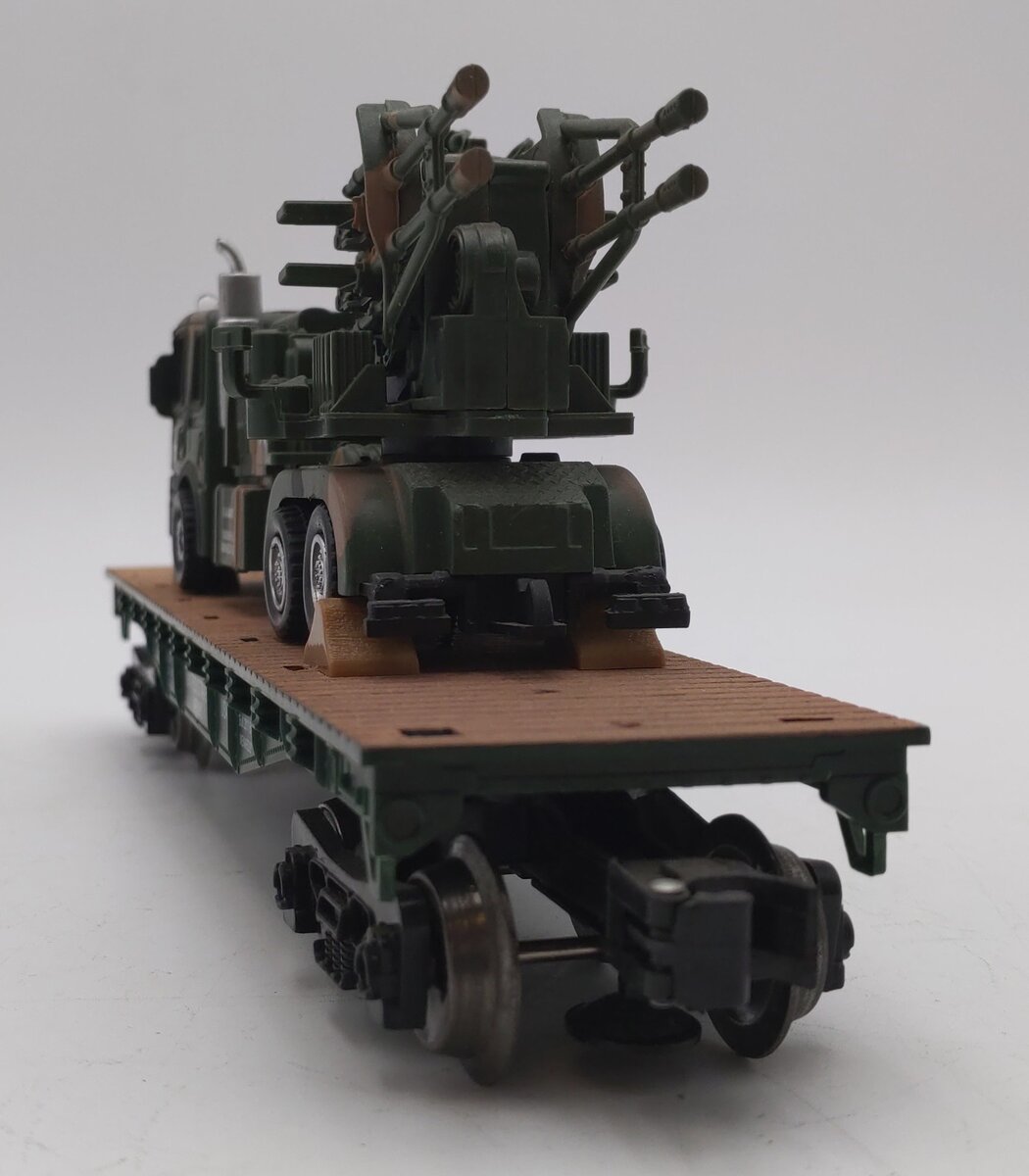 Menards 279-3479 O Gauge US Army Flatcar with Truck & Guns #6414 EX