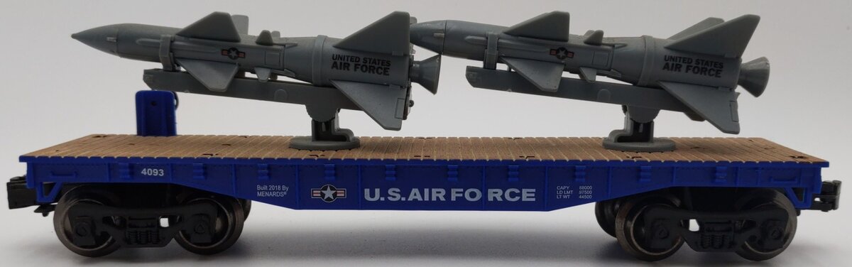 Menards 279-3479 O Gauge US Airforce Flatcar with Rockets EX
