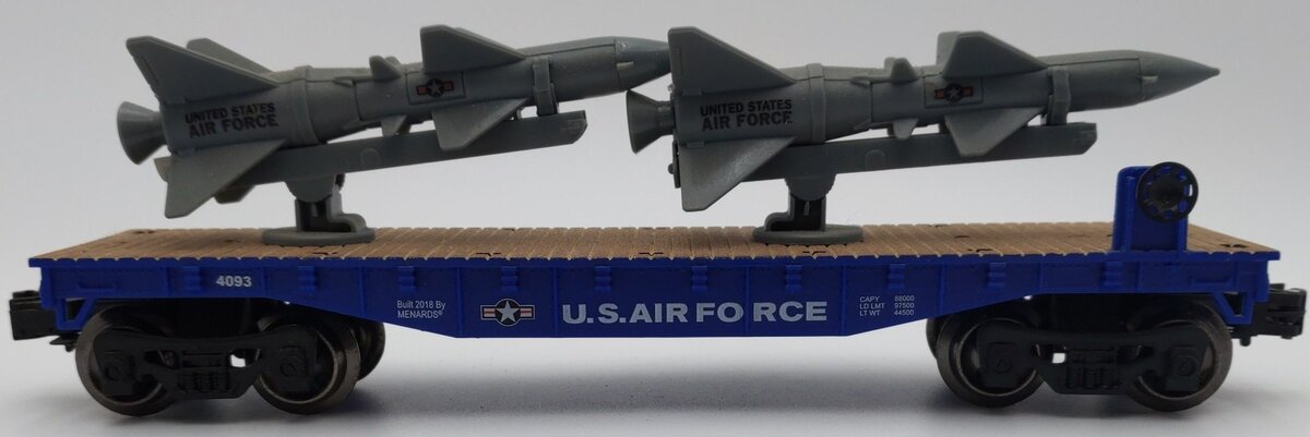 Menards 279-3479 O Gauge US Airforce Flatcar with Rockets EX