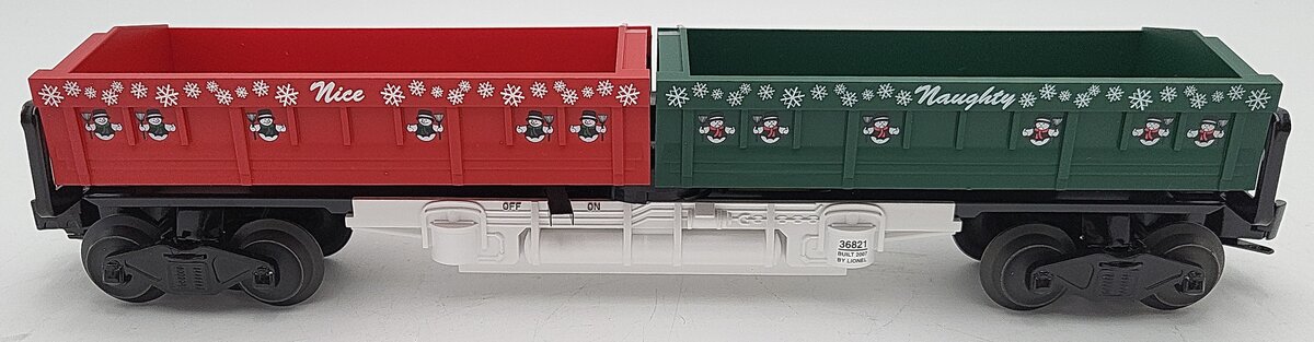 Lionel 6-36821 O Gauge Naughty or Nice Christmas Twin Dump Car LN/Box