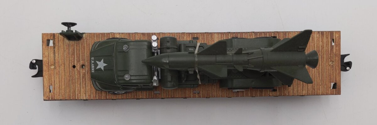 Menards 279-3479 O Gauge US Army Flatcar with Truck & Missile #19811 EX