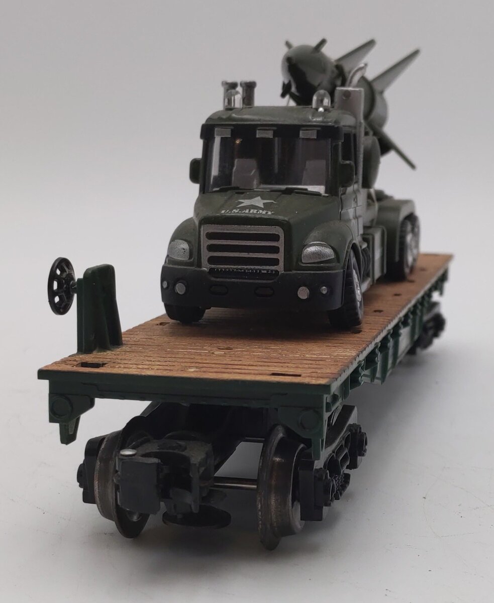 Menards 279-3479 O Gauge US Army Flatcar with Truck & Missile #19811 EX