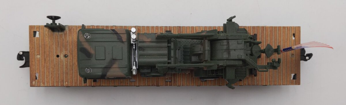 Menards 279-3479 O Gauge US Army Flatcar with Truck & Guns #6603 EX