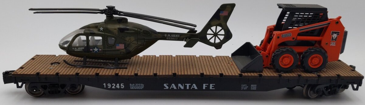 Menards O Gauge Santa Fe Flatcar #19245 - Custom Load EX