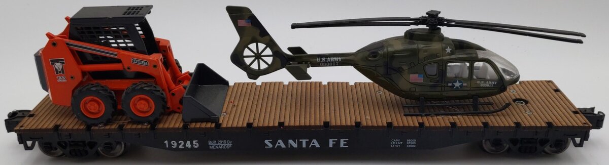 Menards O Gauge Santa Fe Flatcar #19245 - Custom Load EX