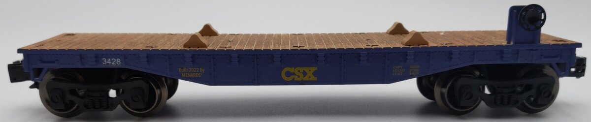 Menards 279-9387 O Gauge CSX Flatcar #3428 EX