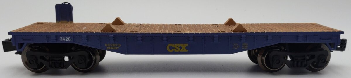 Menards 279-9387 O Gauge CSX Flatcar #3428 EX