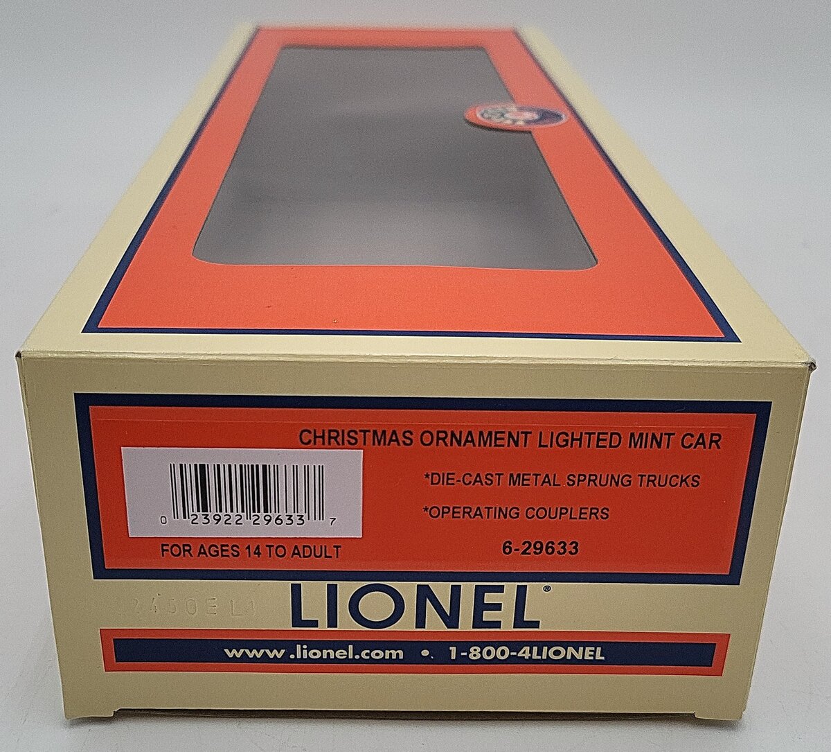Lionel 6-29633 O Gauge Operating Christmas Lighted Ornament Mint Car LN/Box