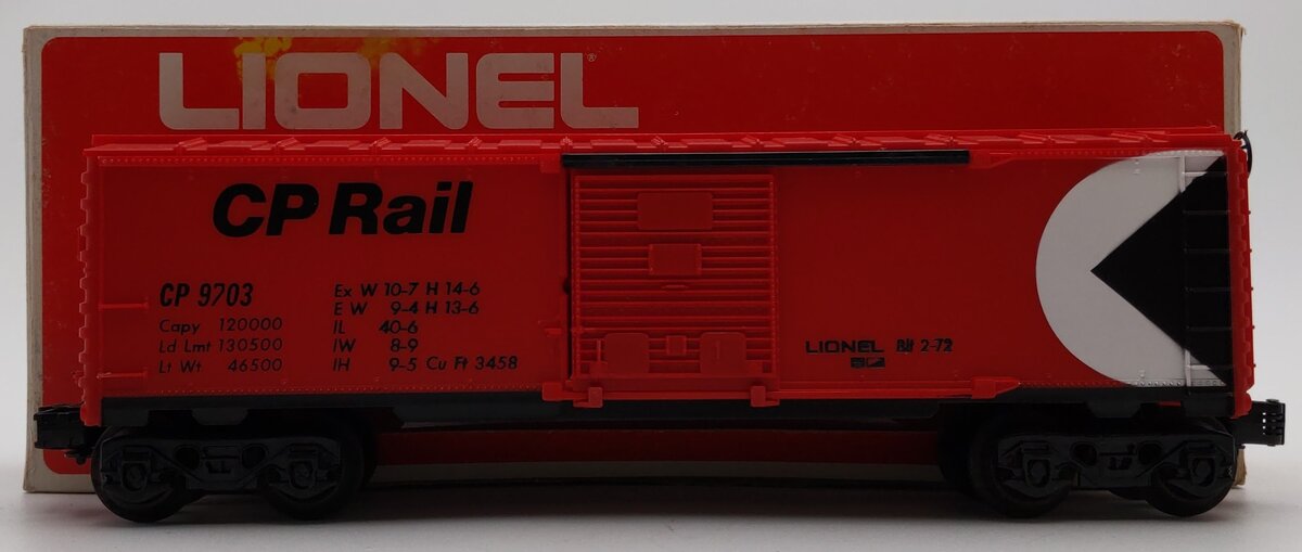 Lionel 6-9703 O Gauge CP Rail Red Box Car EX/Box
