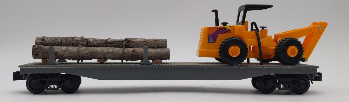 K-Line 6-21240 O Gauge Undecorated Flatcar w/Loader and Logs EX