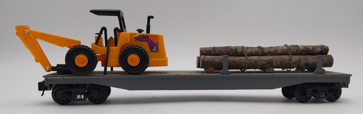 K-Line 6-21240 O Gauge Undecorated Flatcar w/Loader and Logs EX