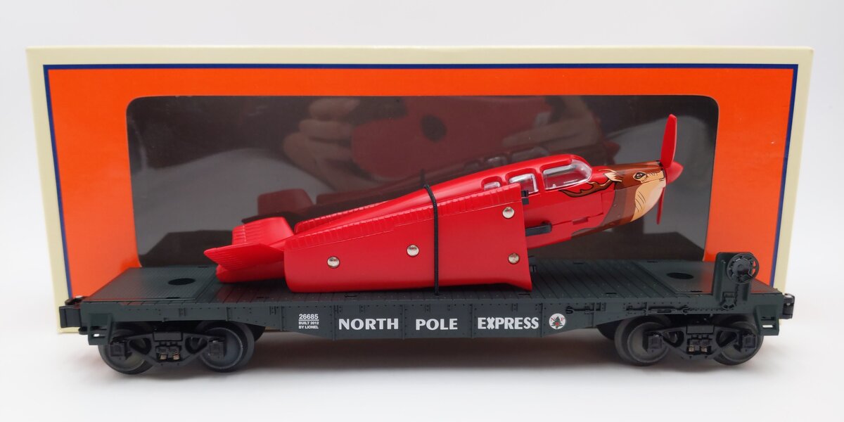 Lionel 6-26685 O North Pole Express Santa’s Plane On Flatcar EX/Box