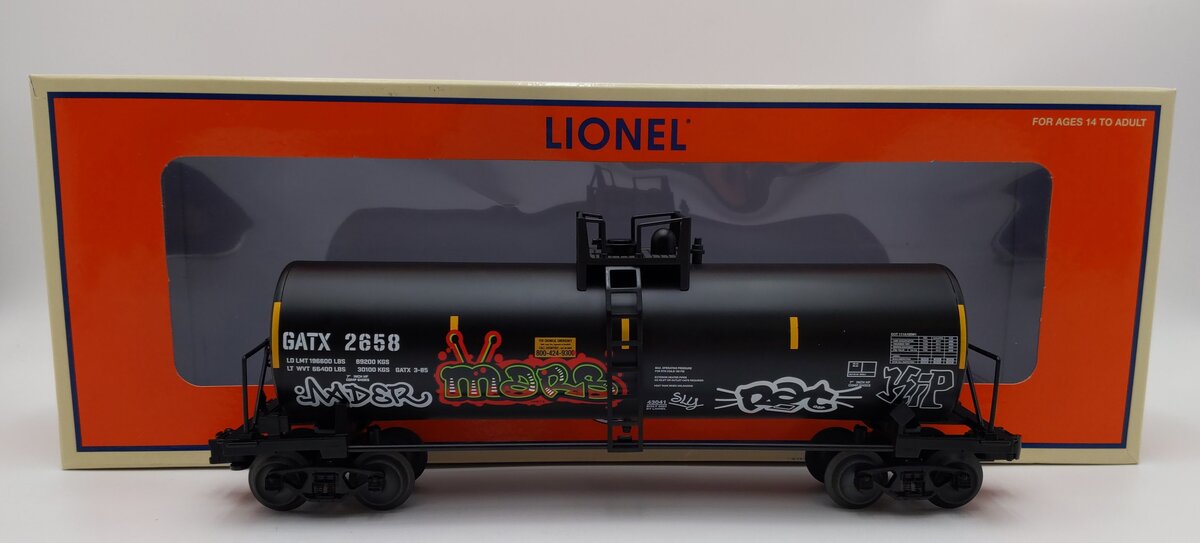 Lionel 2343041 O GATX Graffiti Unibody Tank Car #2658