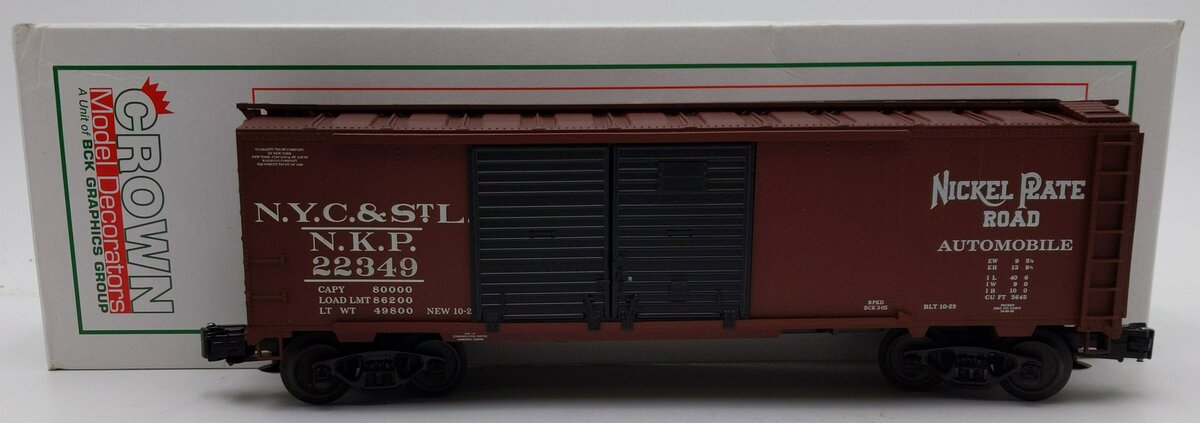 Crown BCK Graphics OH60-5030 O Nickel Plate Road 40' 3-Rail Boxcar #22349 LN/Box