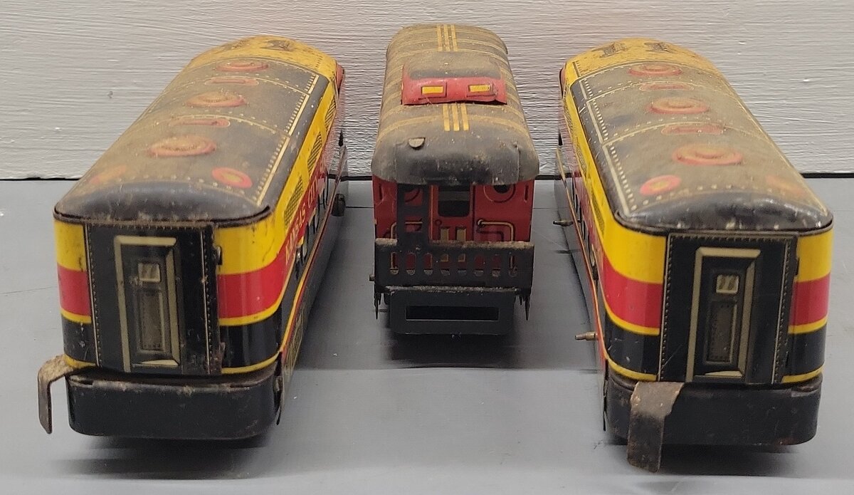 Marx 54 Vintage O Kansas City Southern Tinplate AB Diesel Set W/Caboose VG