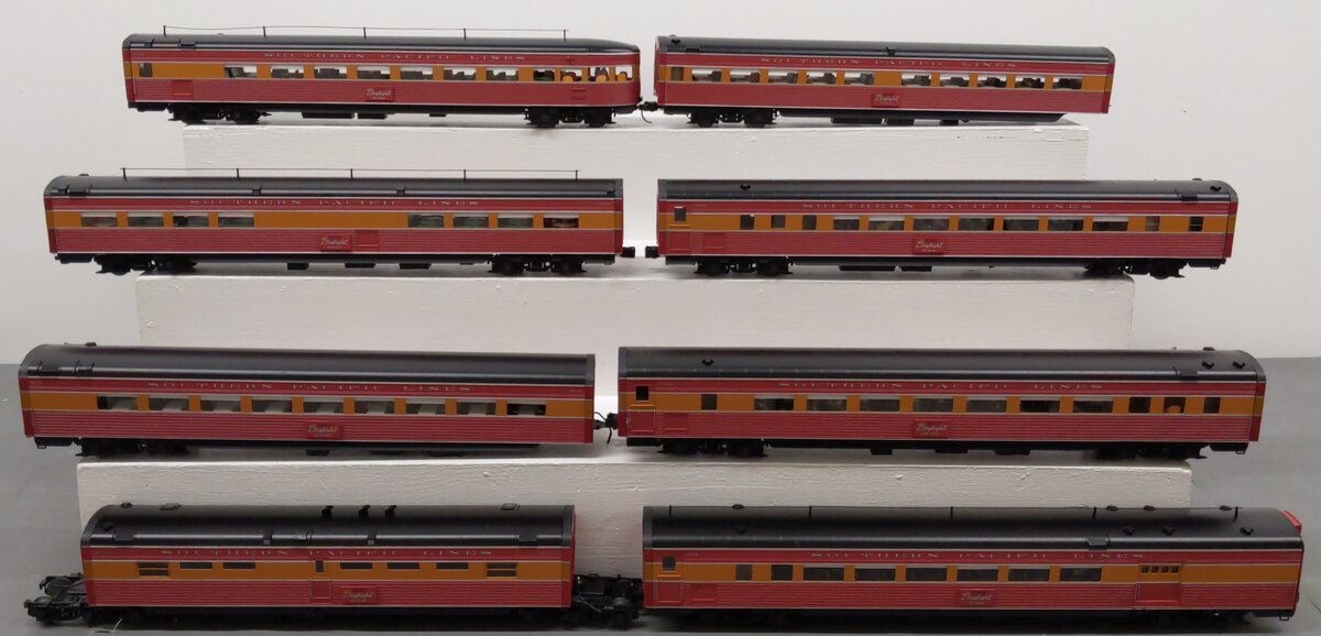 Golden Gate Depot O Gauge Aluminum Southern Pacific Daylight 8 Passenger Car Set EX/Box