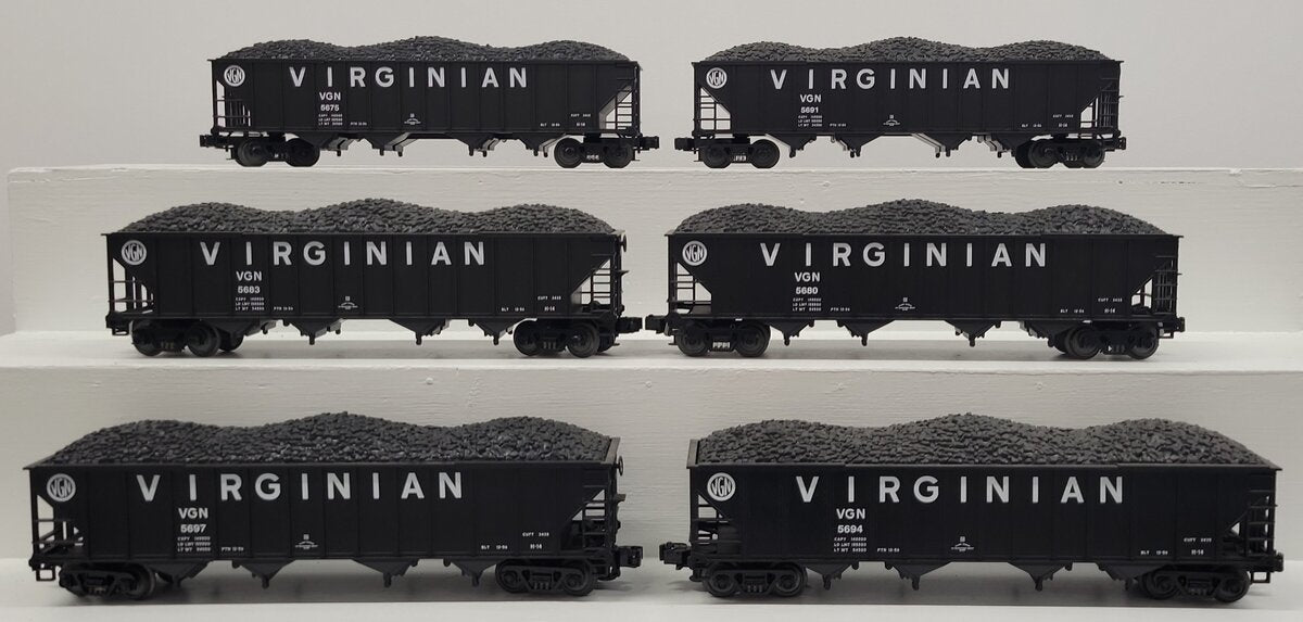 MTH 20-90095 O Virginian Premier 4-Bay Hopper Car Set (Set of 6) EX