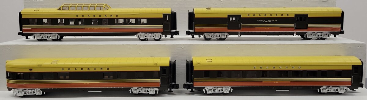 MTH 30-68008 O Gauge Seaboard 60' Streamlined 4 Car Passenger Set EX