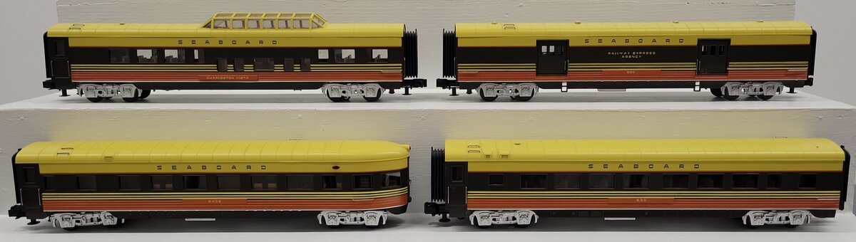 MTH 30-68008 O Gauge Seaboard 60' Streamlined 4 Car Passenger Set EX