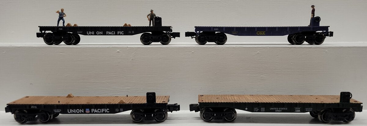 Menards O Gauge Assorted Custom Flatcars:3003, 1260, 2015, 7539 [4] VG