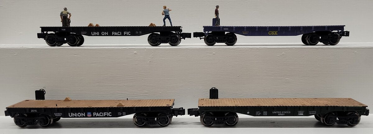 Menards O Gauge Assorted Custom Flatcars:3003, 1260, 2015, 7539 [4] VG